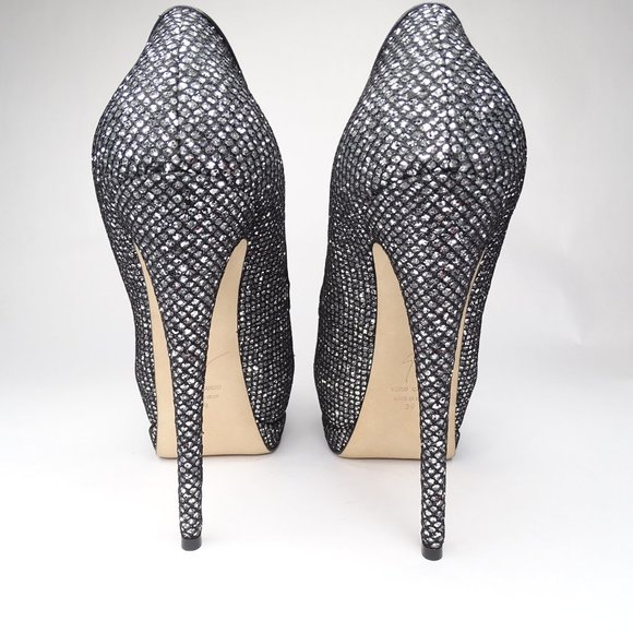 GIUSEPPE ZANOTTI Sharon 105 Glitter Peep Toe Pumps - Picture 7 of 15